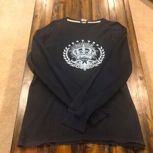 Old Navy Men’s Large Ribbed Long Sleeve Shirt 100% Cotton Navy Blue Graphic